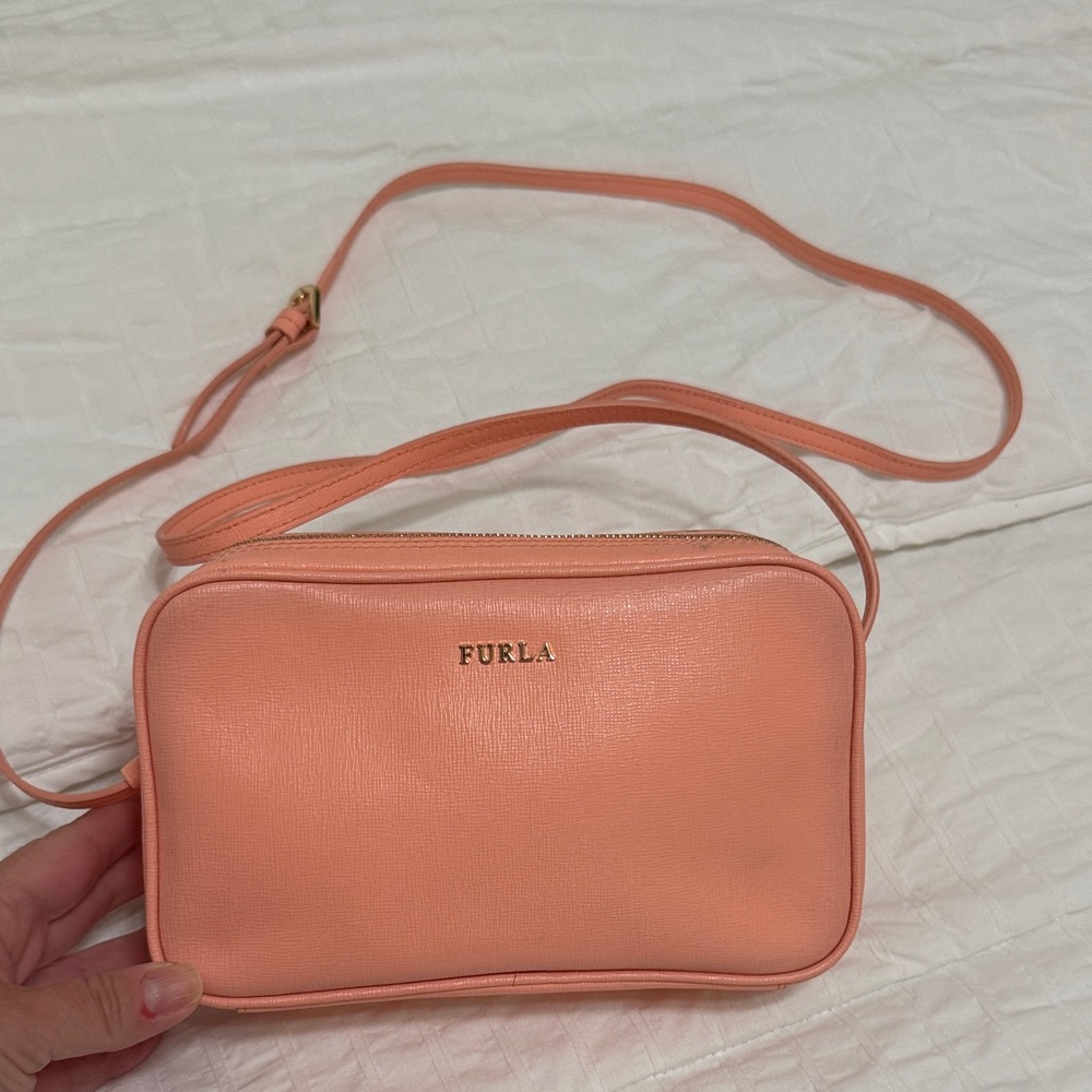 Furla Peach Leather Crossbody Bag